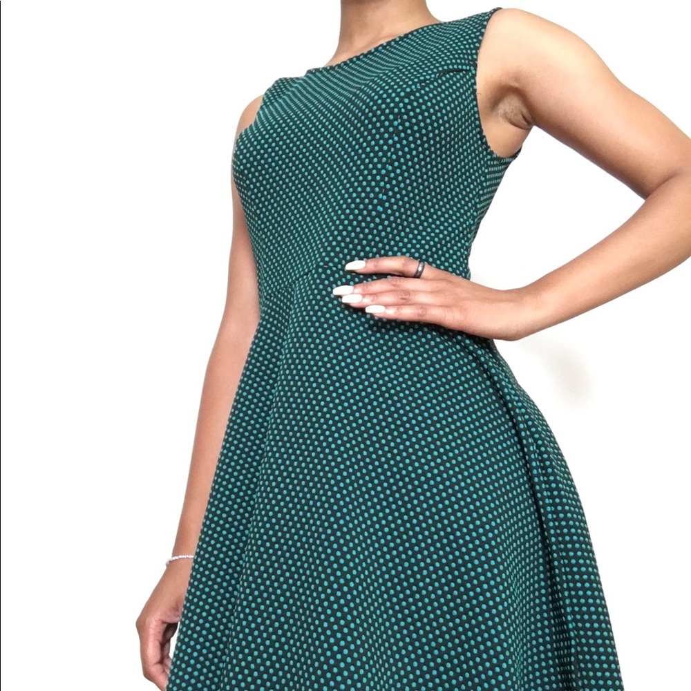 Green and black mini dress